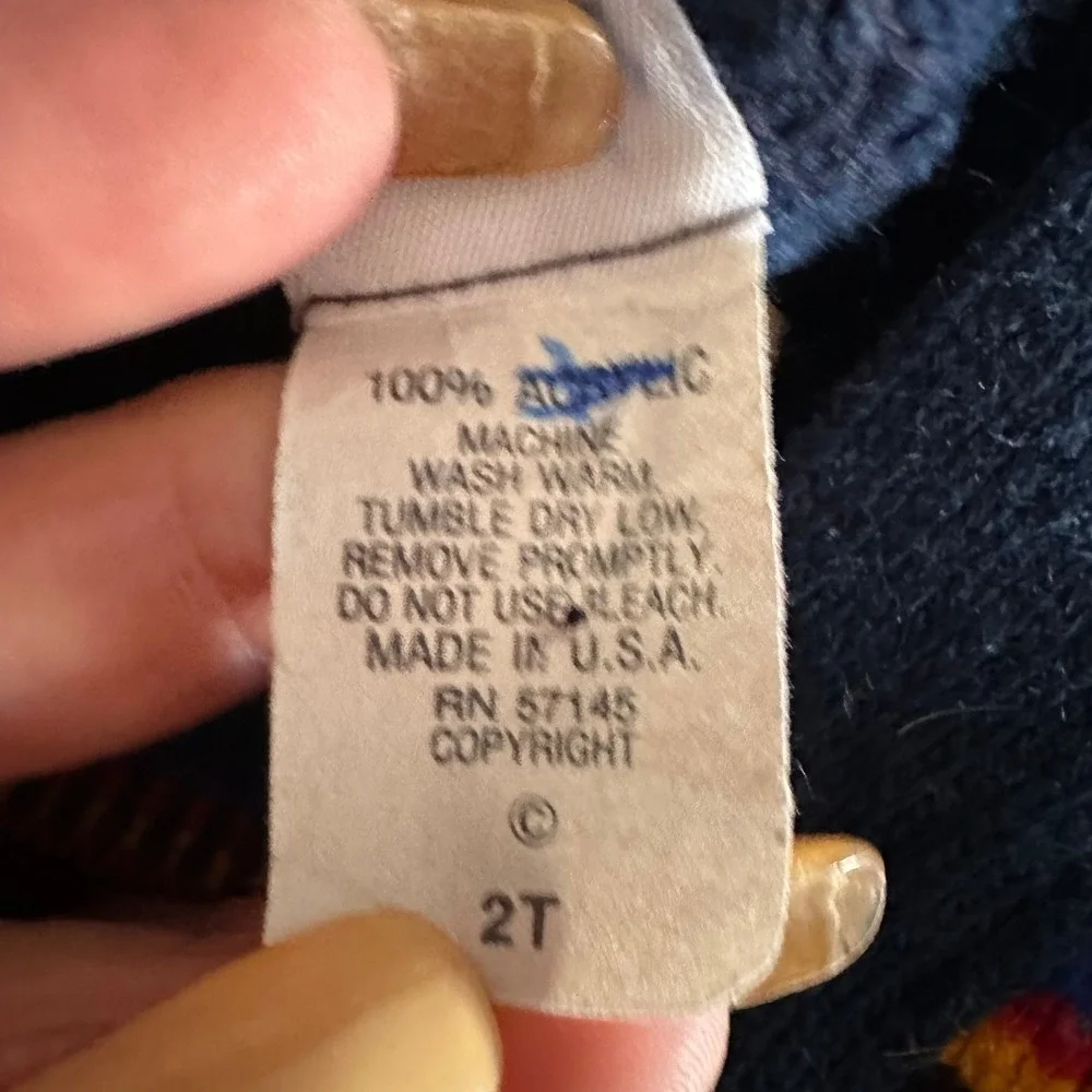 Vintage Carters Toddler Navy Blue Geometric Fair Isle Cardigan Sweater 2T USA